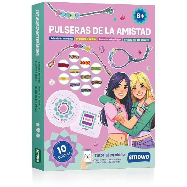 Smowo® Kit para hacer pulseras de hilo – Set para tejer pulseras de la amistad para niñas - Incluye manual y videos de instrucciones
