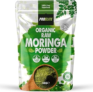 ProElite Moringa Powder 1kg - Certified Organic Moringa Oleifera Leaf - 100% Raw Natural Gluten Free Superleaf Superfood Powder for Smoothies & Juices PROELITE