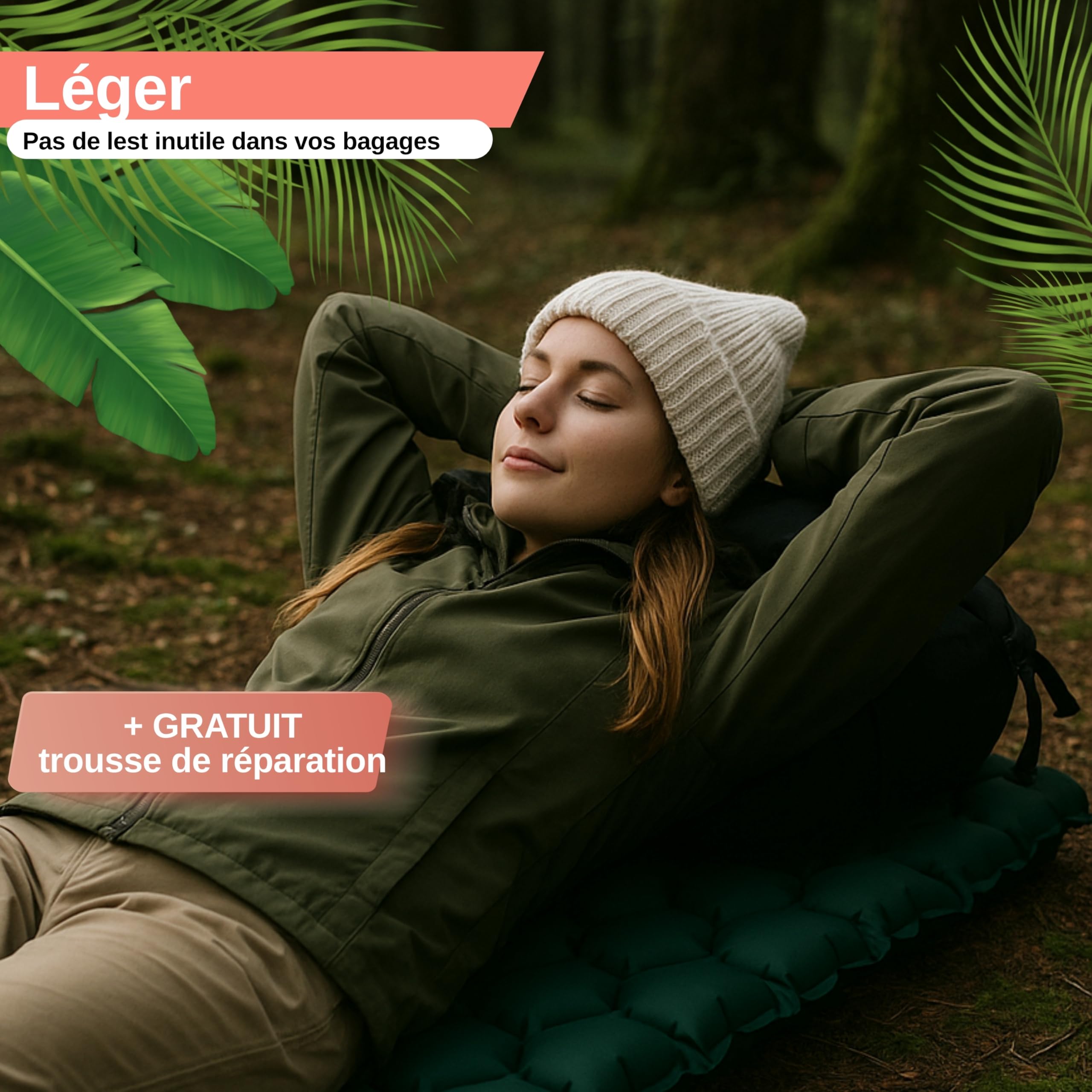 Backpacker's Journey Matelas randonnée Ultra léger – Matelas Gonflable Compact pour Matelas Camping 1 Place, idéal Trek, Bivouac, Outdoor & bikepacking