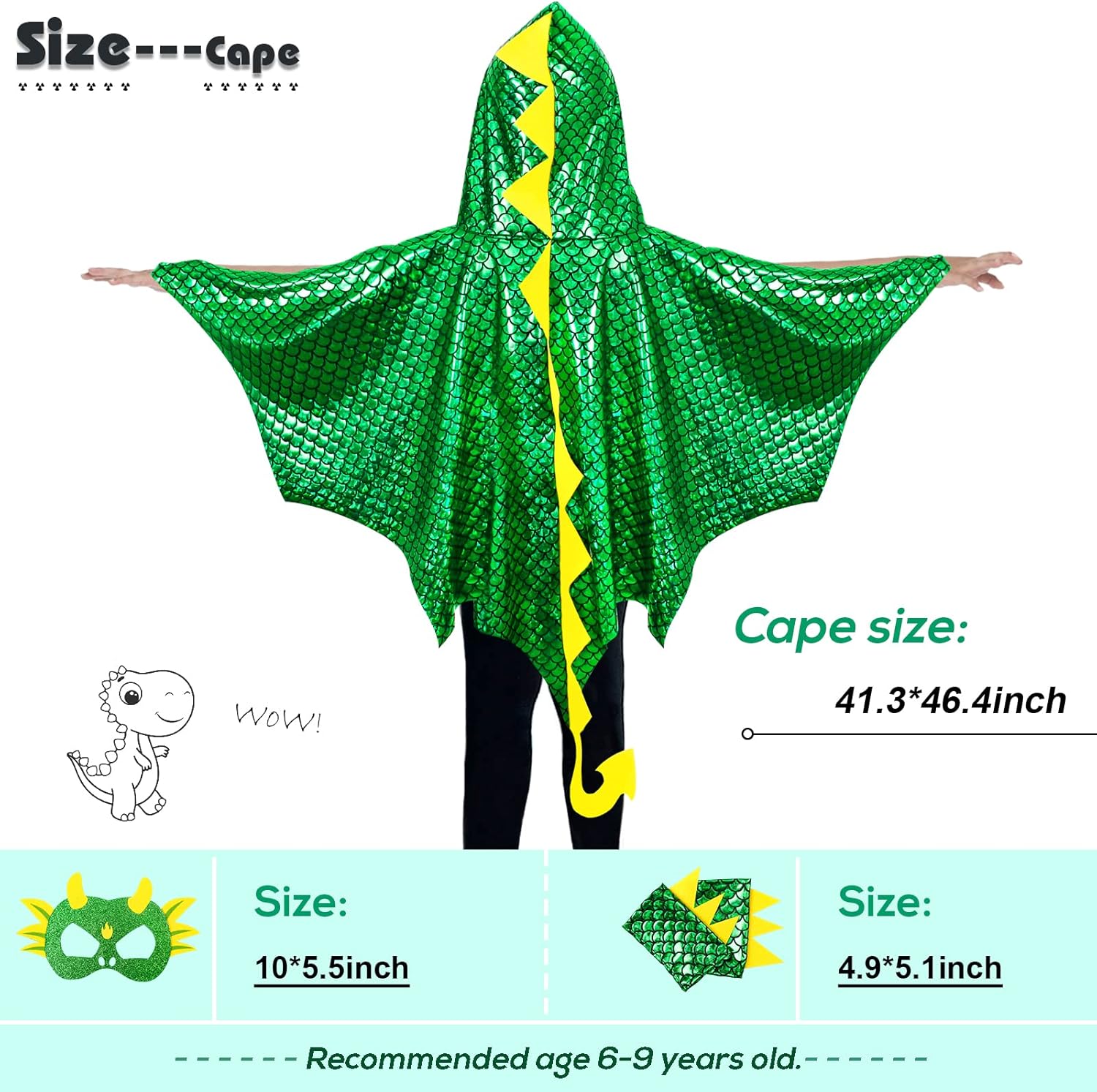 Dragon-Wings-Costume for Kids Dinosaur Toys Dragon-Cape Mask Gloves Toddler Boys Dress-Up Christmas Birthday Gifts - Image 7