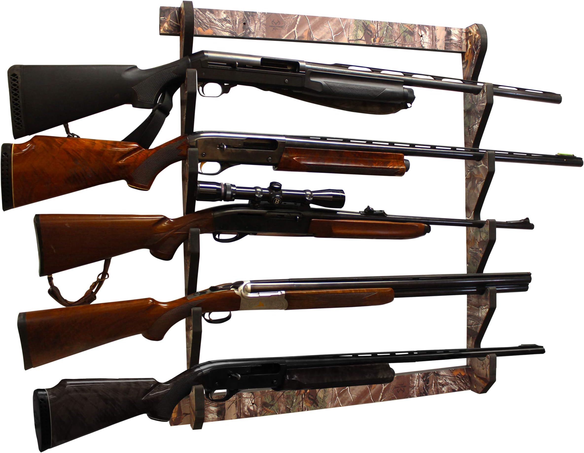 Indoor Gun Rack for up to 5 Rifles or Shotguns, Premium Wood Construction
