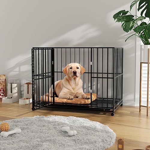 Miniatura 4 de 42 Inch Metal Dog Crate Cage Kennel,Dog Crate with Removable Crate Trays, Wheels and Double Door for Medium Small High Anxiety Dogs