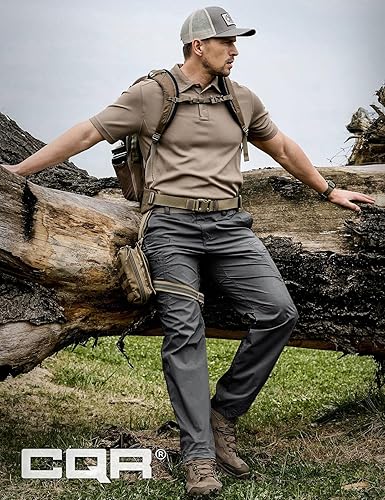 Miniatura 4 de CQR - Pantalones tácticos de secado rápido para hombres, resistentes al agua, para exteriores, ligeros, elásticos, tipo cargo, para trabajar o hacer