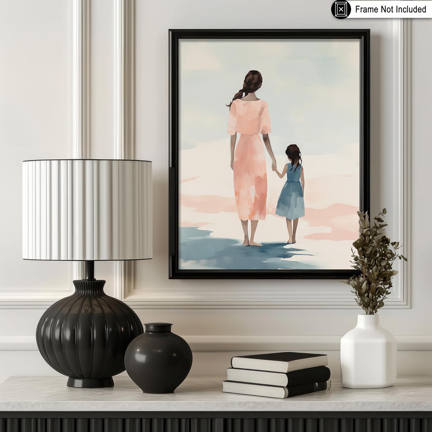Poster Master Mother and Daughter Print - Holding Hands Poster - Mother's Day Art - Modern Wall Design - Gift for Kids & Parents - Decor for Living Room or Kid's Room - 8x10 UNFRAMED Wall Art