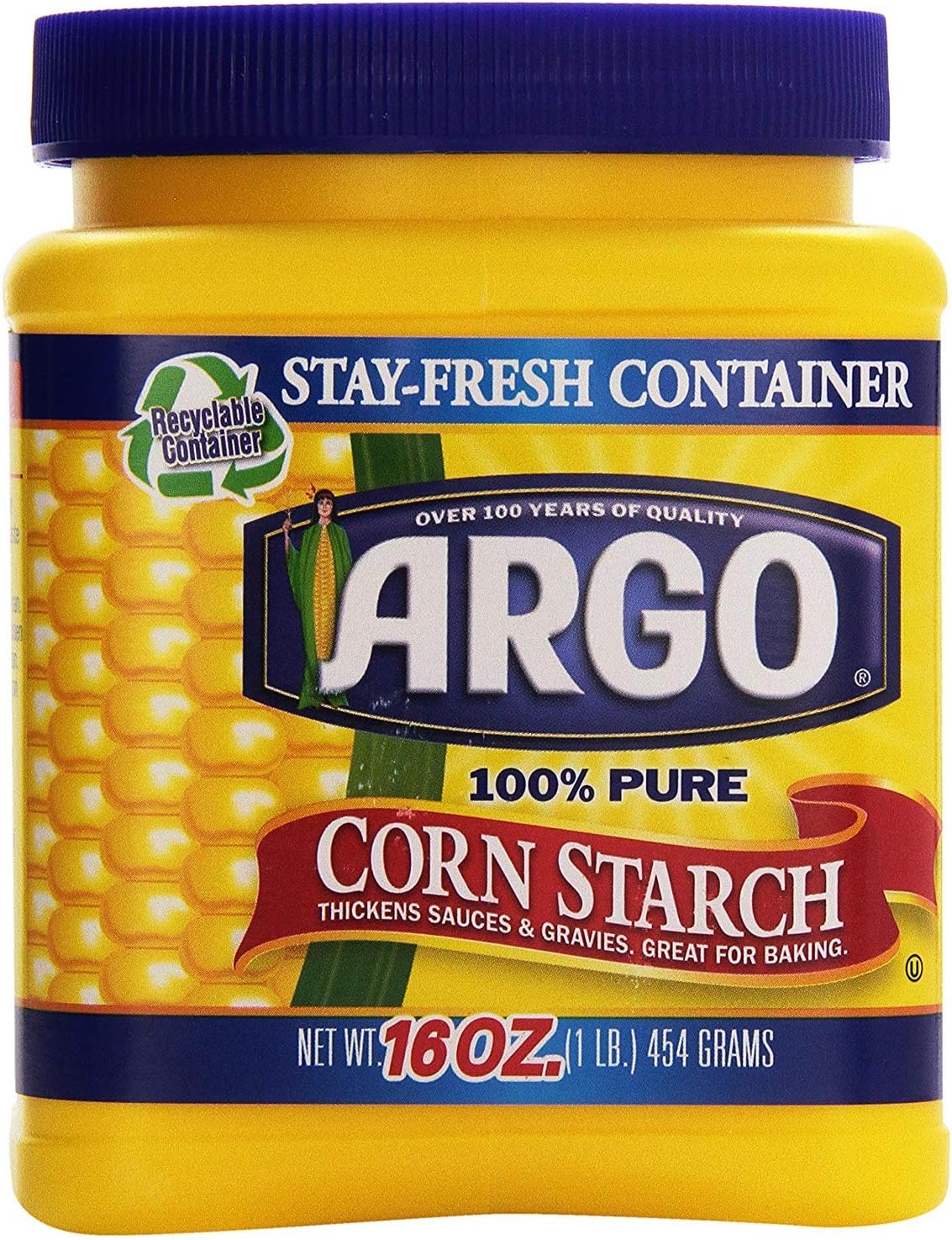 Argo 100% Pure Corn Starch, 16 Oz - PACK OF 4