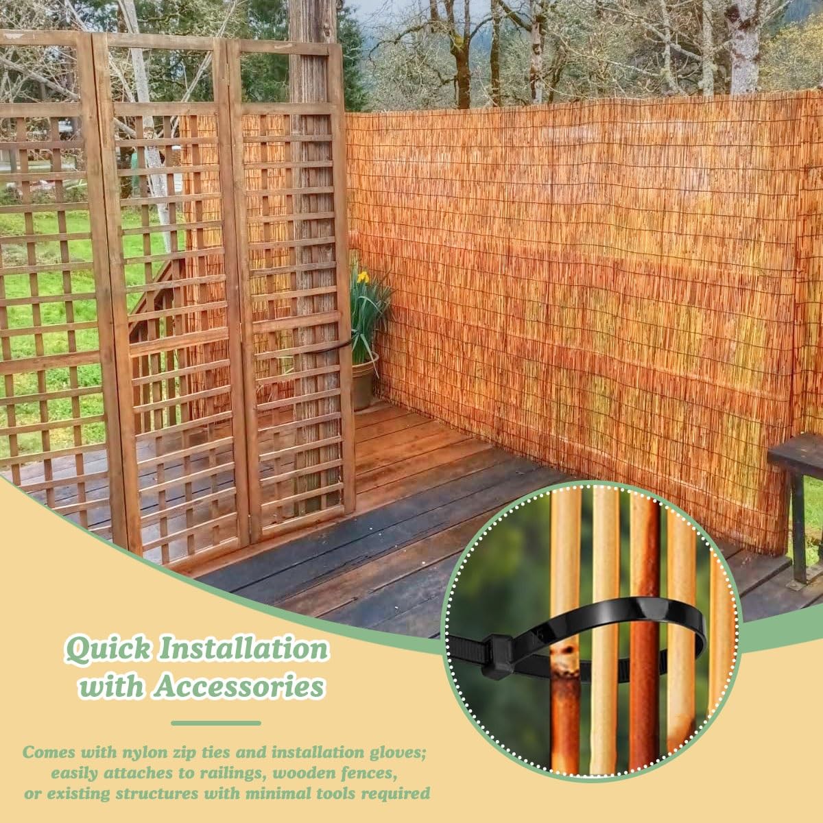 Rolka ogrodzeniowa z naturalnego bambusa, dekoracyjny panel ekranowy na balkon, patio i podwórko, dostępna w rozmiarach od 6 m do 1,8 m (wys. 2 x dł. 50 cm)
