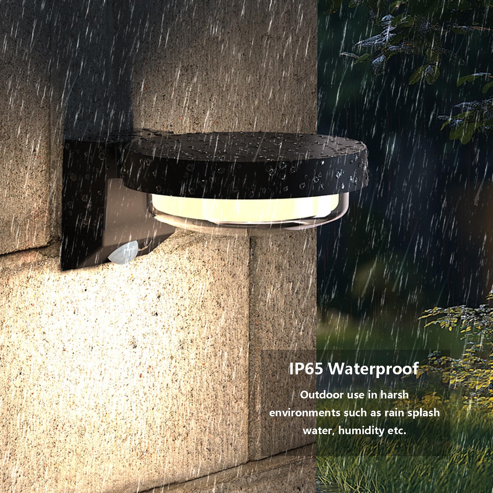 LED Solar Wandlampe Aussen IP65 Wasserdichte Wandleuchte mit Bewegungsmelder Wandbeleuchtung Moderne Dekorative Wandleuchten Schwarze für Garten Balkon Terrasse (Weißes Licht,2 Stück)