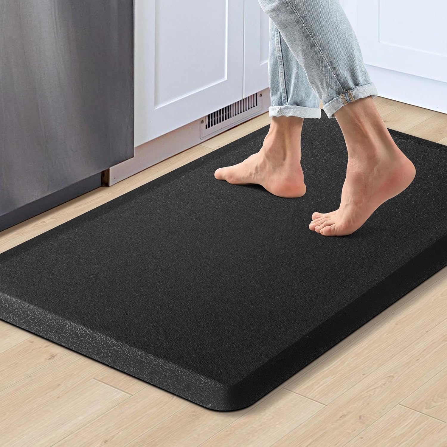 MAYHMYO Kitchen Mats Anti Fatigue Black Kitchen Rug and