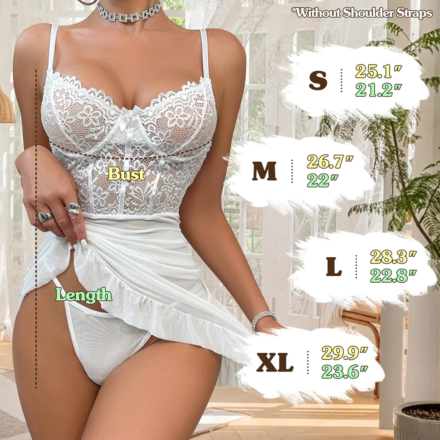 Lingerie for Women Babydoll Chemise Sexy Lingerie Sets Nightgown Lace Dress Sleepwear Teddy Outfits for Women - Image 4