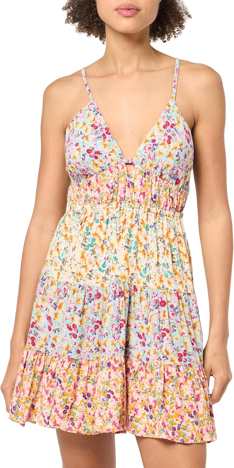 Angie Womens Angie Women's Spaghetti Strap V-Cut Tiered Dress