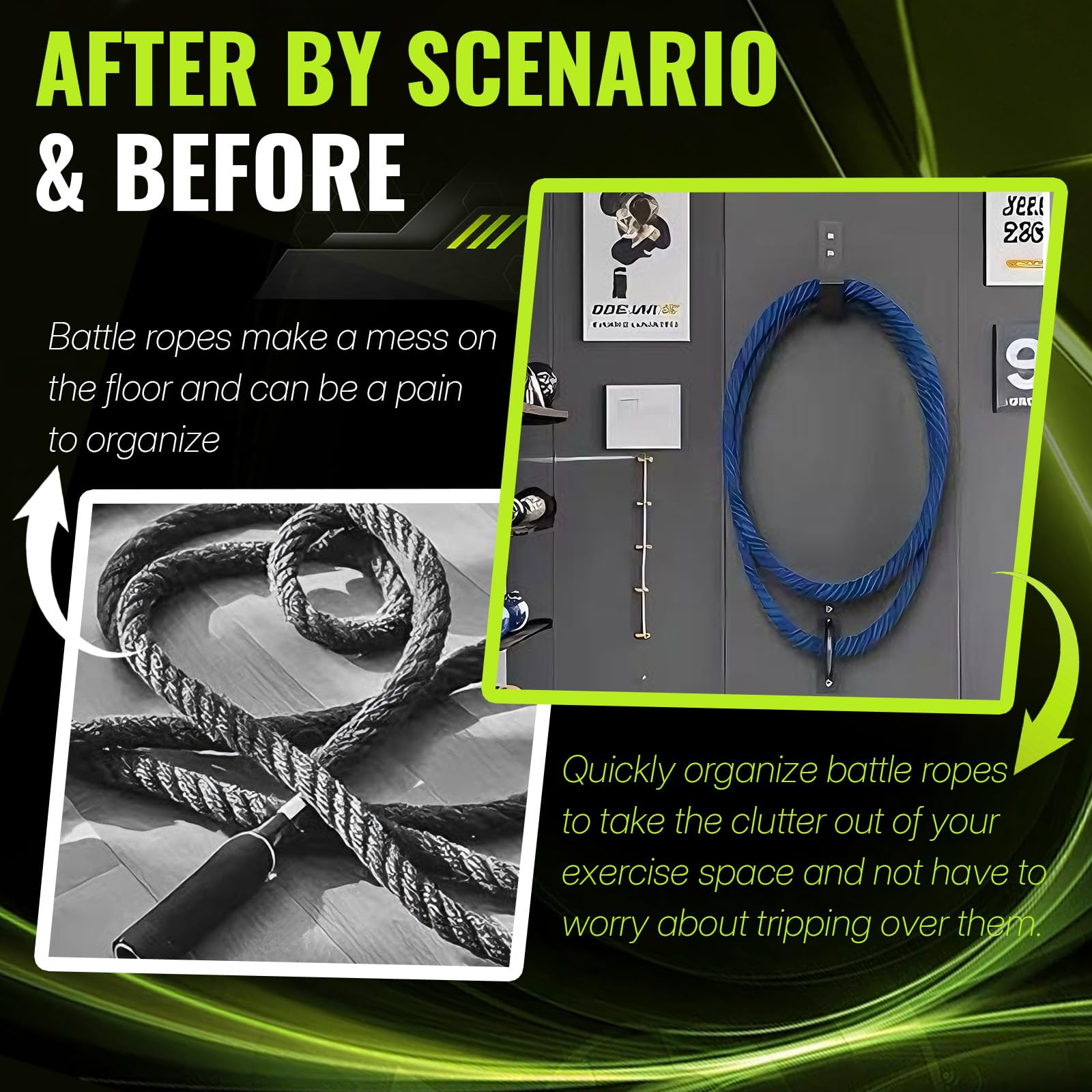Wandhalterung, Halterung für Battle Rope Schwungseil mit Wandaufbewahrungshaken Befestigungsmaterial Kampfseil-Wandanker-Set Mattschwarz für Krafttraining-Systeme Boxsack Schaukeln Boxing Equipment