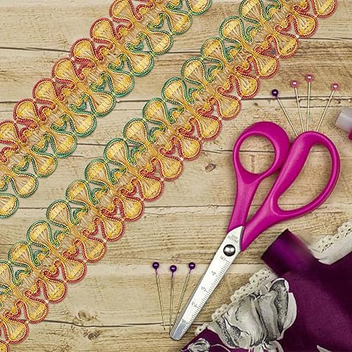 Miniatura 4 de Cinta de encaje de ciempiés con bordado étnico de 15 yardas, cinta decorativa de encaje de ciempiés de 1-38 pulgadas (1.358 in) para cortina de