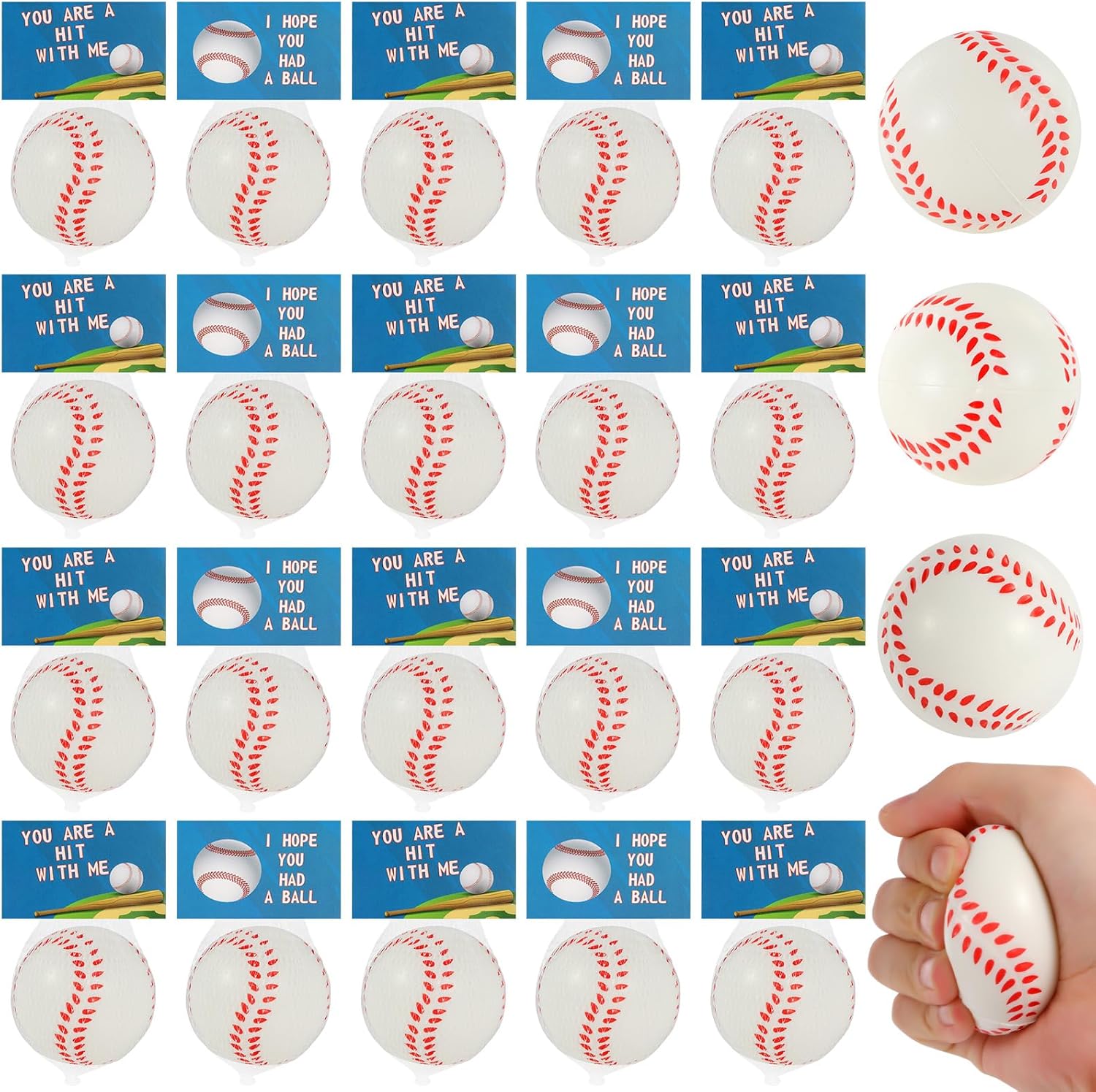 LiYiQ 24Pcs Baseball Party Favors 2.36 Inch Baseball Stress Balls Baseball Birthday Favors Foam Baseballs Birthday Decorations Baseballs Goodie Bag Stuffers