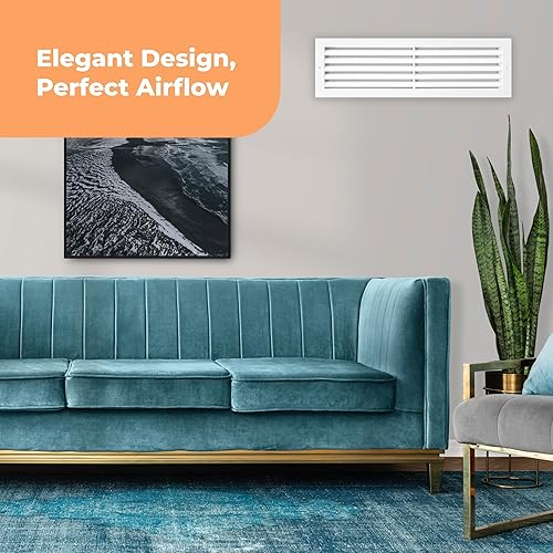 Miniatura 6 de Cubierta de ventilación de retorno de aire frío de 24 x 6 pulgadas (apertura de conducto), rejilla de transferencia de CA a prueba de óxido,