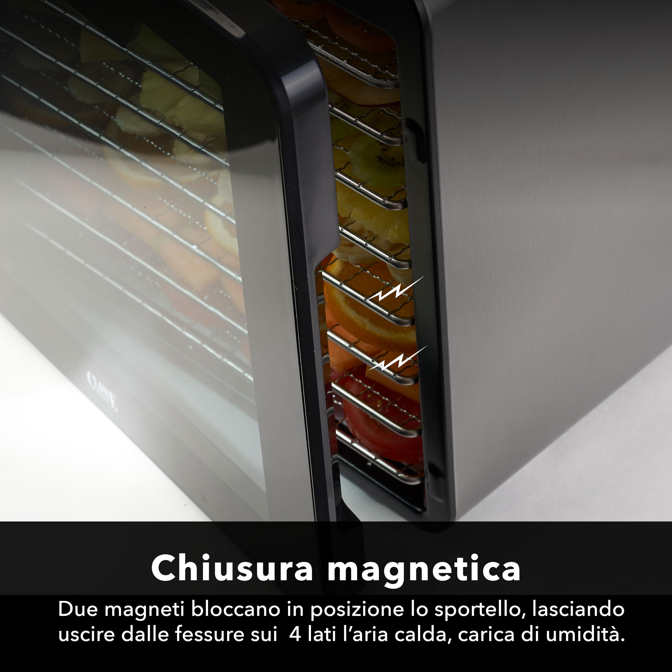 CLASSE ITALY Essiccatore Alimentare Basso Consumo, 8 Vassoi in Acciaio SUS 304, 700W, GARANZIA 5 ANNI, Temperatura Regolabile 35-85°C, Timer 24 ore, BPA Free