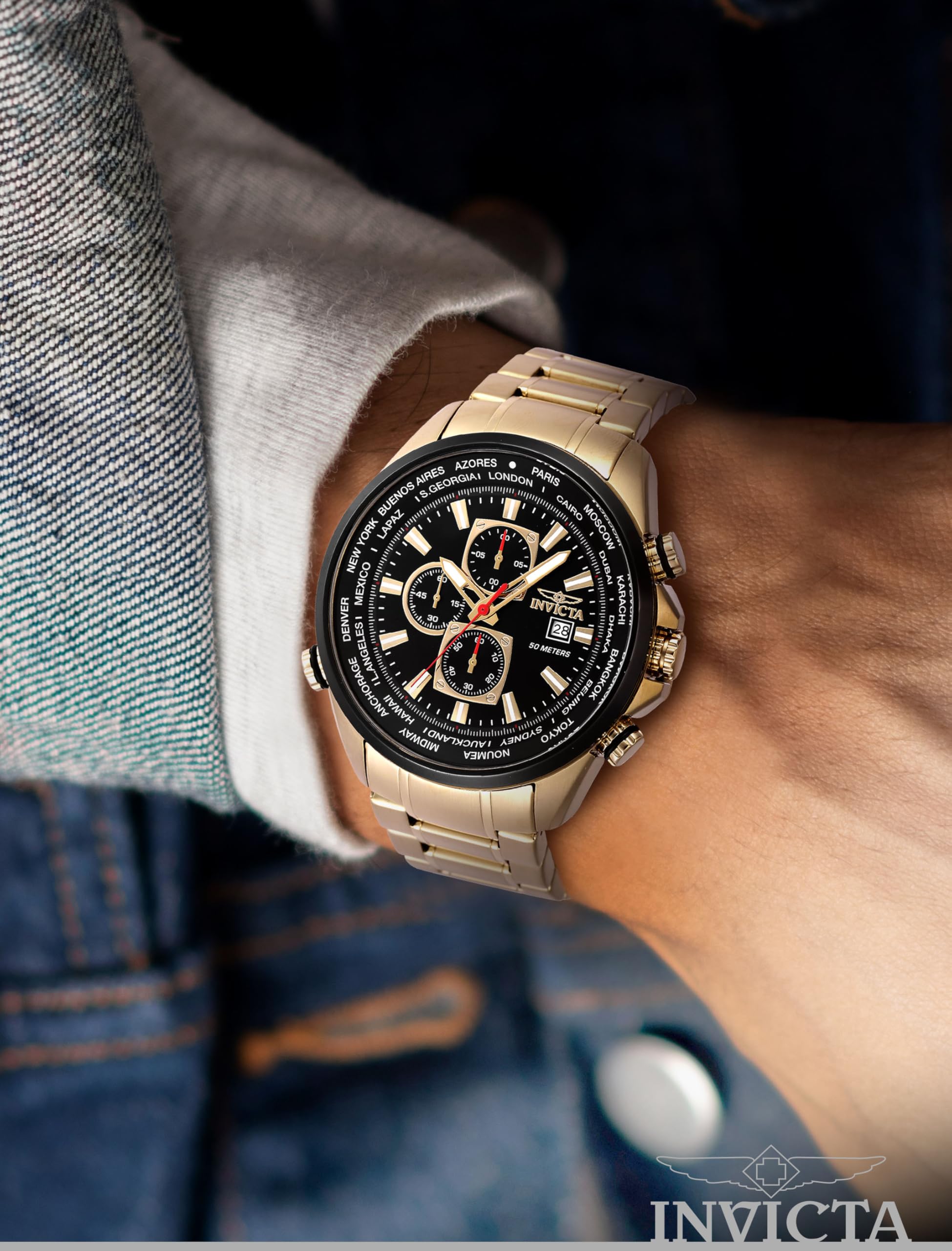 INVICTA Aviator Reloj Cuarzo para Hombre de Acero Inoxidable - 50mm