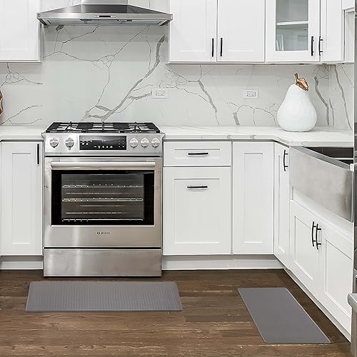 Juego de tapetes de cocina antifatiga, diseño de tejido de cesta, tapete de chef acolchado cómodo, alivio de pie y soporte, antideslizante, medidas