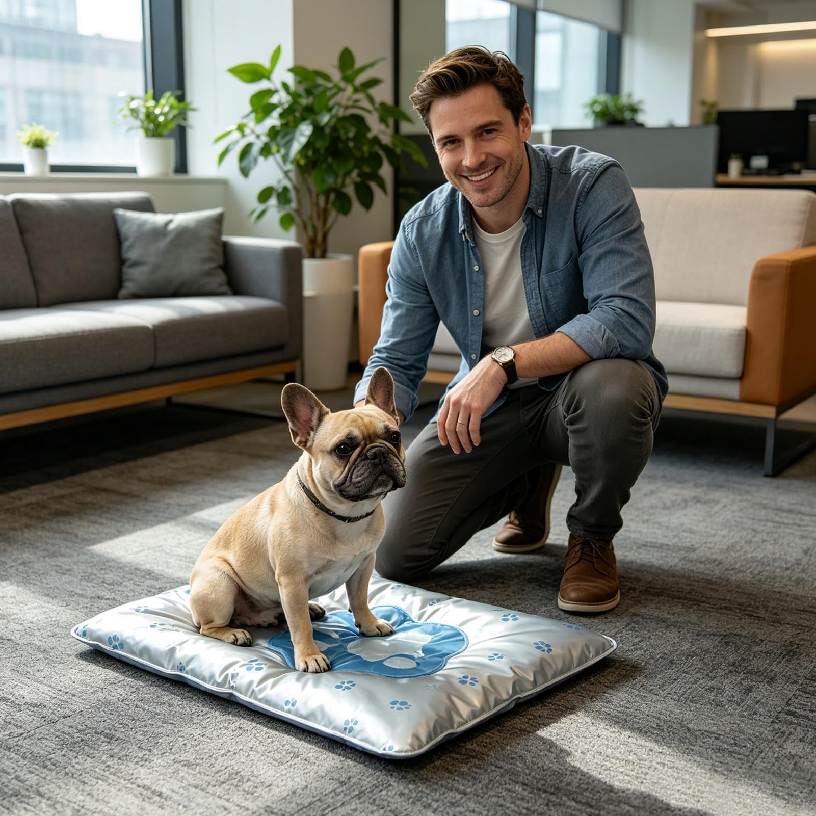 Tapis de niche en gel rafraîchissant pour chiens 70 x 60 cm lavable