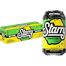 Starry Zero Sugar Lemon Lime Soda, 12 Fl Oz Cans (Pack of 12)