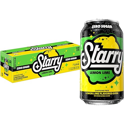 Starry - Soda de limón y lima sin azúcar, latas de 12 onzas líquidas (paquete de 12)
