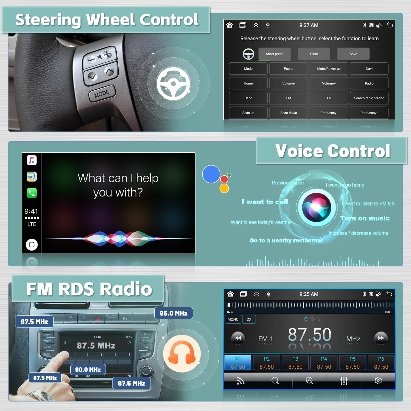 Radio estéreo de coche CAMECHO 2G 64G para Mazda 5 2006-2010 con Apple Carplay inalámbrico Android Auto 9 pulgadas pantalla táctil Android 13 Radio con Bluetooth navegación GPS HiFi WiFi FM RDS