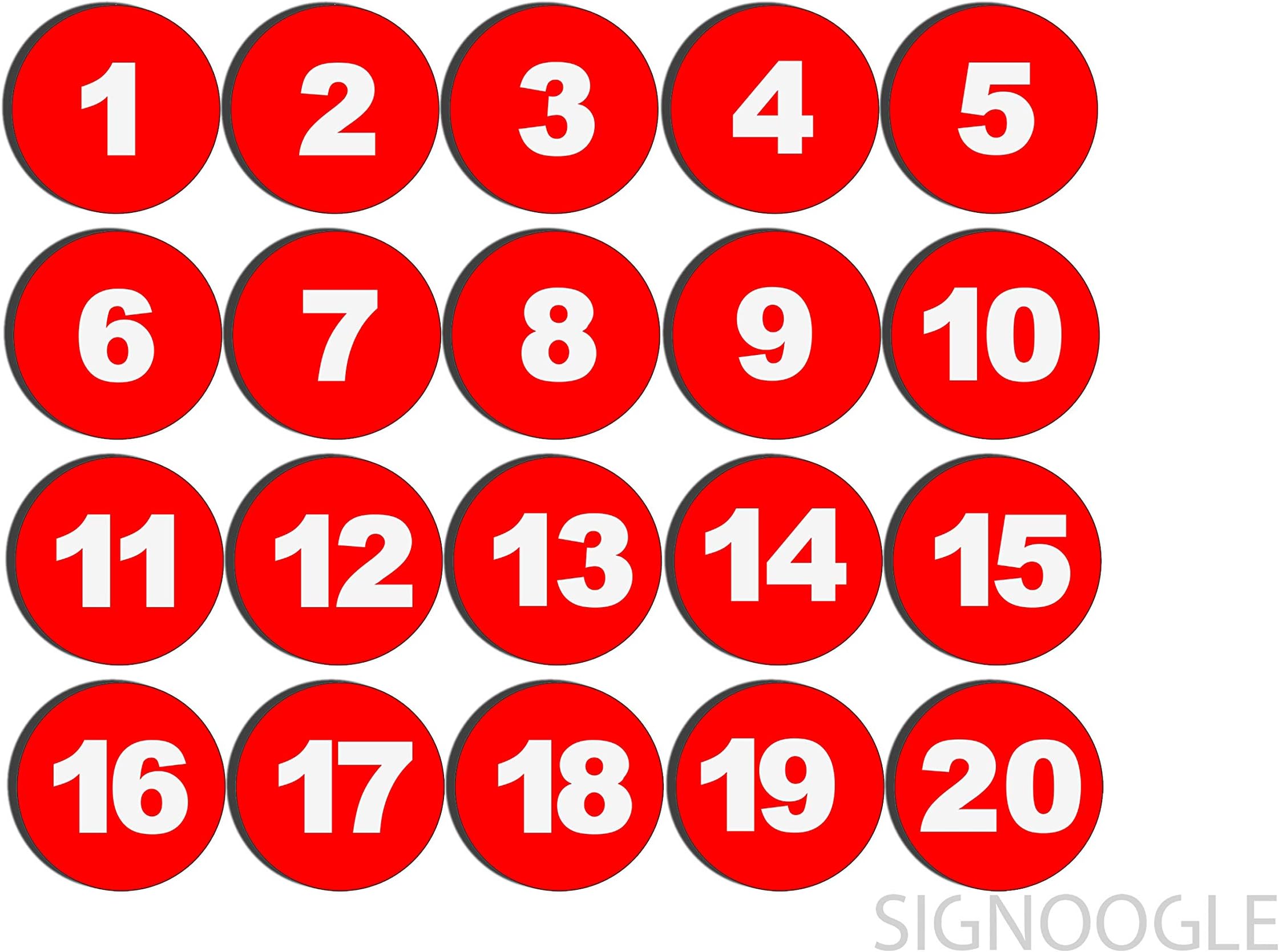 SIGNOOGLE Token Coins Plastic Acrylic Token/Coins with Numeric Numbers 1 to 20 Pack of 20 Coins for Hotel Restaurant Mall Bank Office