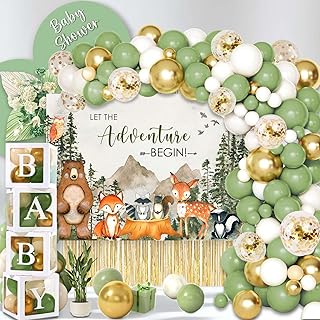 140PCS Woodland Adventure Baby Shower Decorations, Let The Adventure Beg...