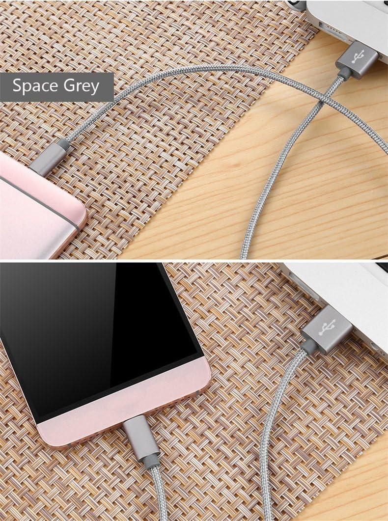 RoFI Micro USB Cable, [2Pack] 0.6M Android Charger, Nylon Braided Micro USB Charger, High Speed USB 2.0 A to Micro B Charging Cord Universal for HTC, S6, Kindle, Android, and More (Grey, 2 Feet) image 3