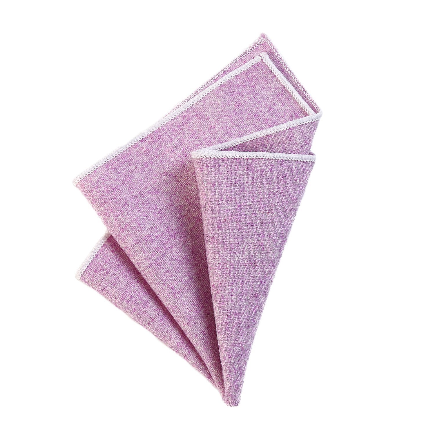 DonDon Mens' Pocket Handkerchief 23 x 23 cm Self-Folding Cotton Tweed Style Monochrome lilac