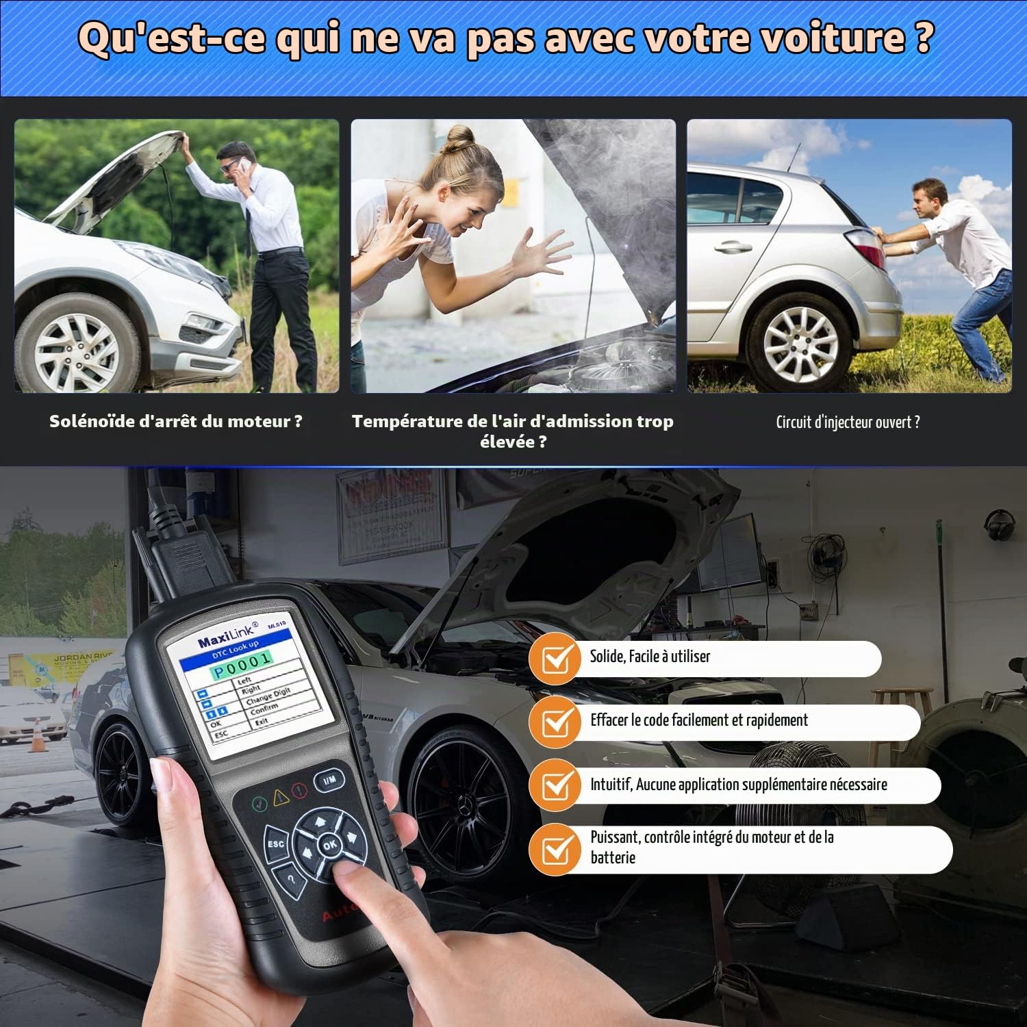 Autel MaxiLink ML519 Scanner Diagnostic Voiture OBD2