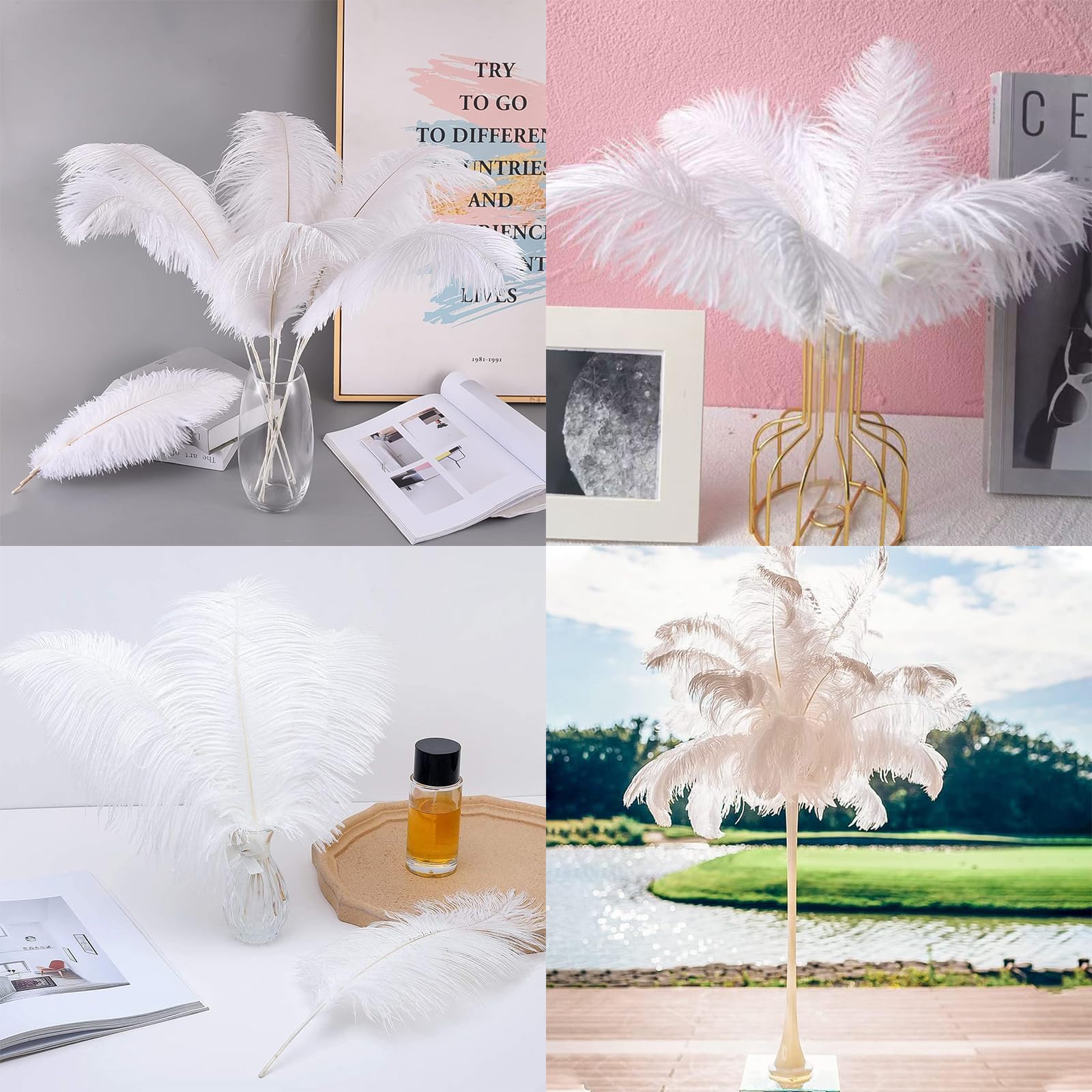 15 Pcs 20-25cm Ostrich Feathers, White Ostrich Feathers, Fluffy and Plump White Feathers - Image 4
