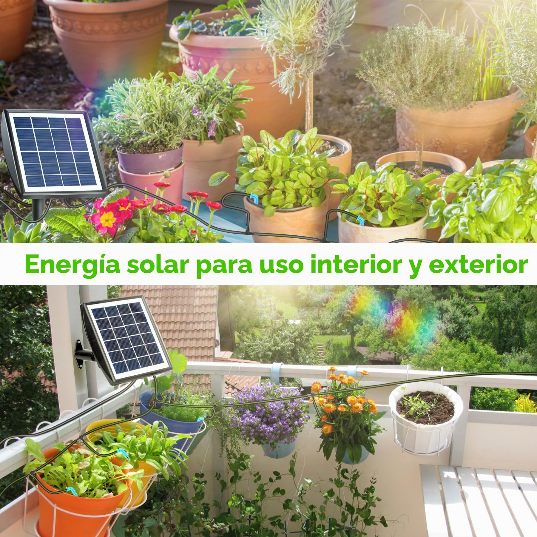 Forever Speed Sistema de riego solar automático con sensor de agua, equipo de autorriego con temporizador, manguera de 15 m para plantas de jardín y balcón