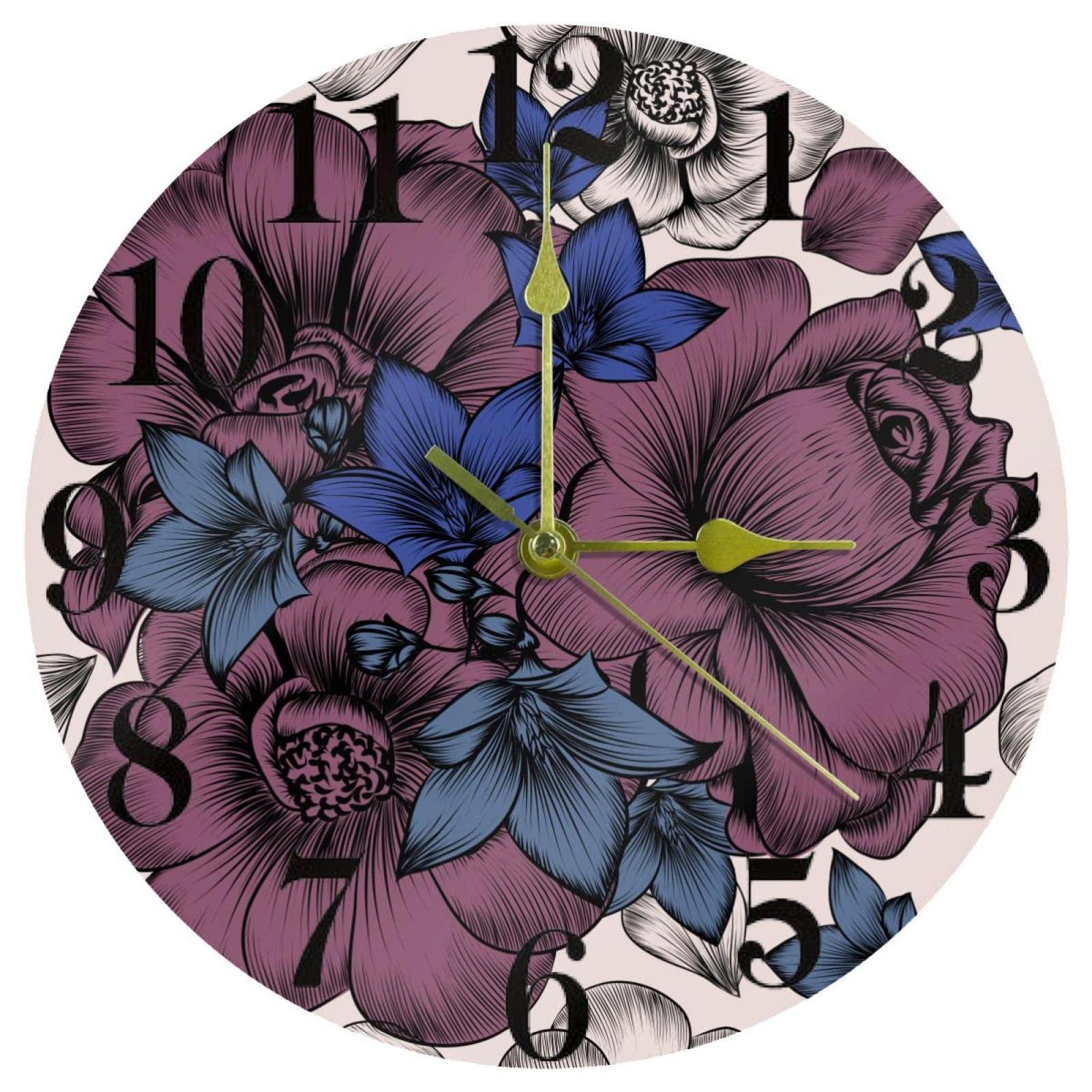 Horloge murale gravée à la main style vintage de 25,4 cm