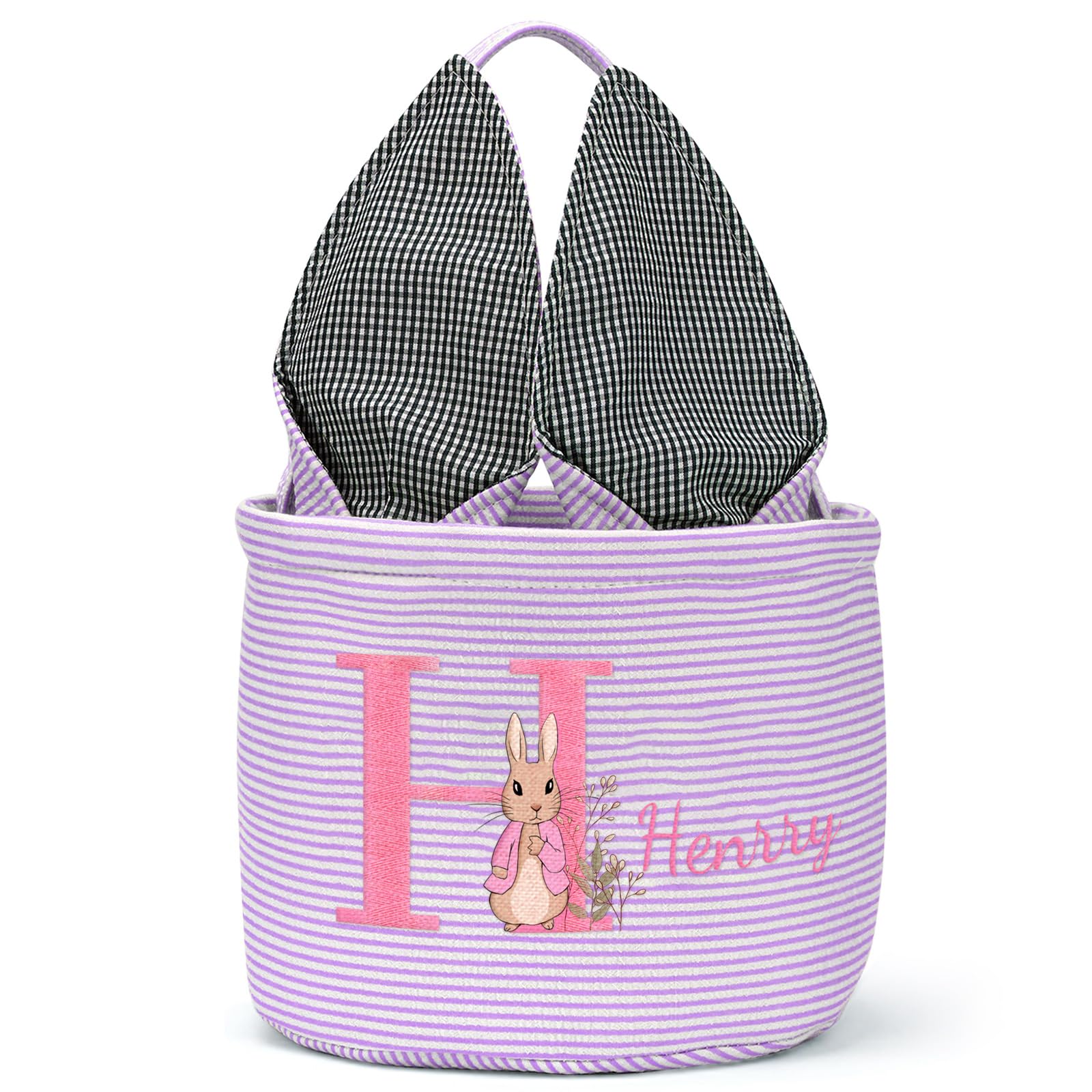 OXYEFEI Personalized Easter Basket for Kids - Custom Easter Basket for Boys Girls Cute Embroidered Names