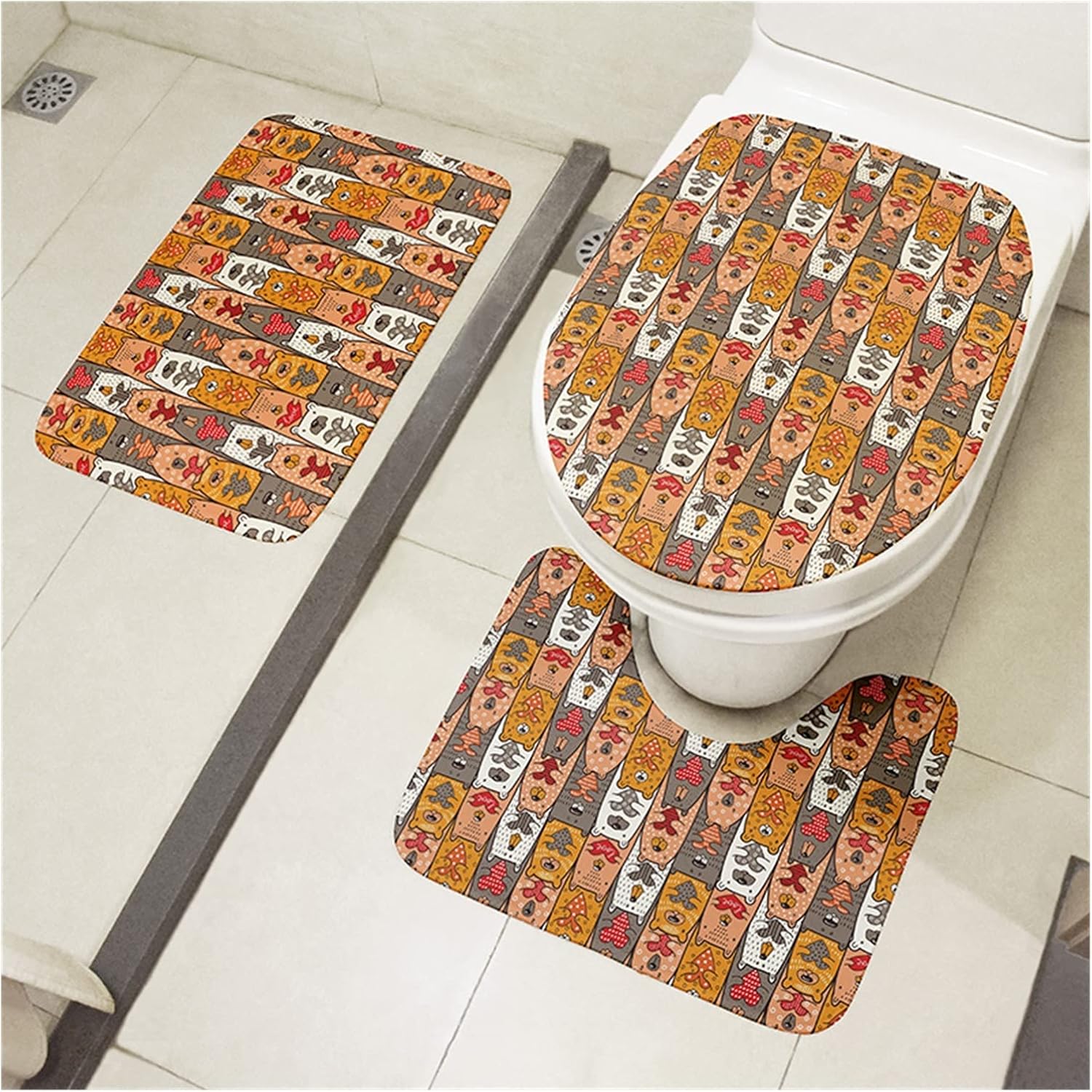 Mini Animal Cute Toilet Seat Cover Shower Room Door Mat Bathroom Decoration Floor Mat(Style7)