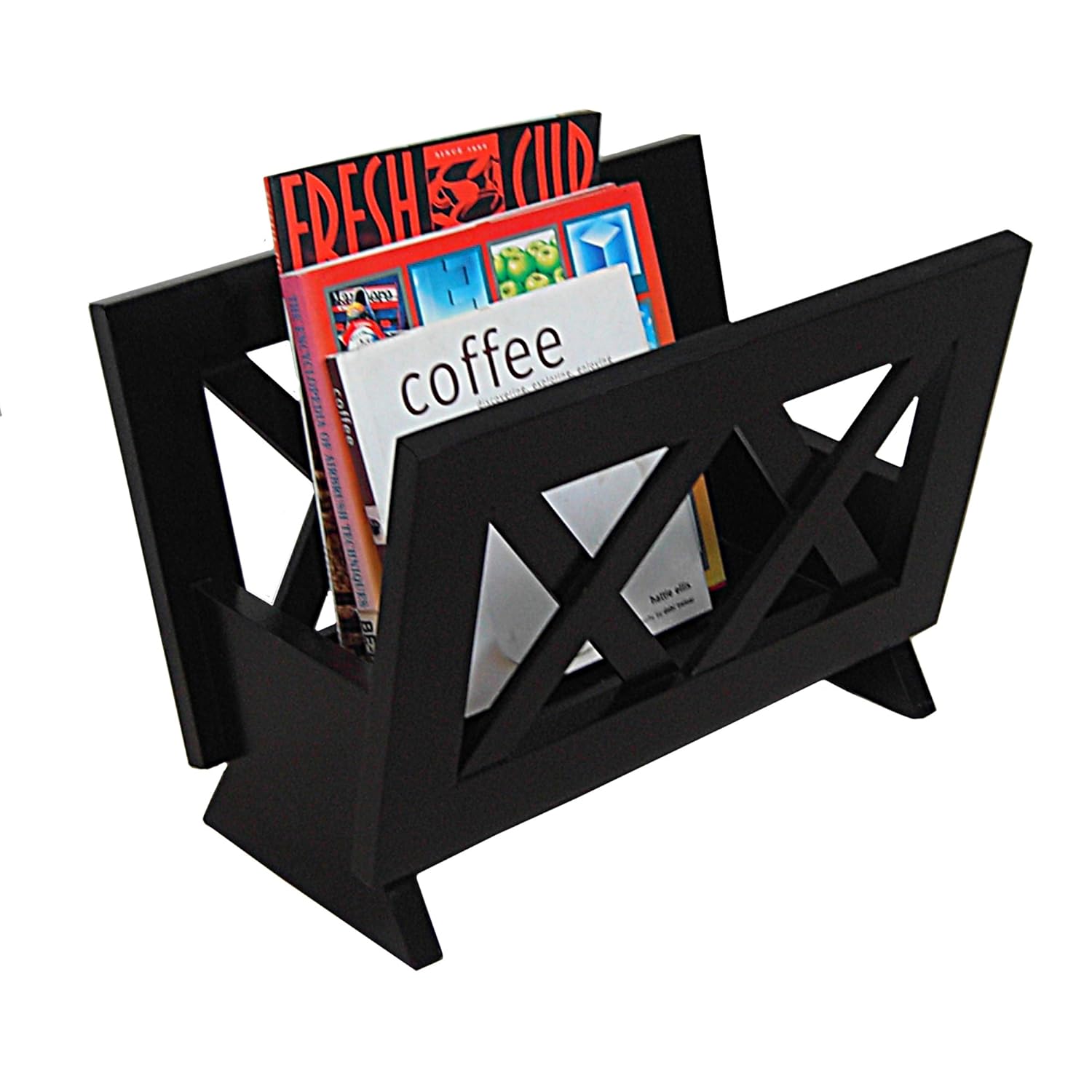 Oceanstar Contemporary Wood Magazine Rack, Black