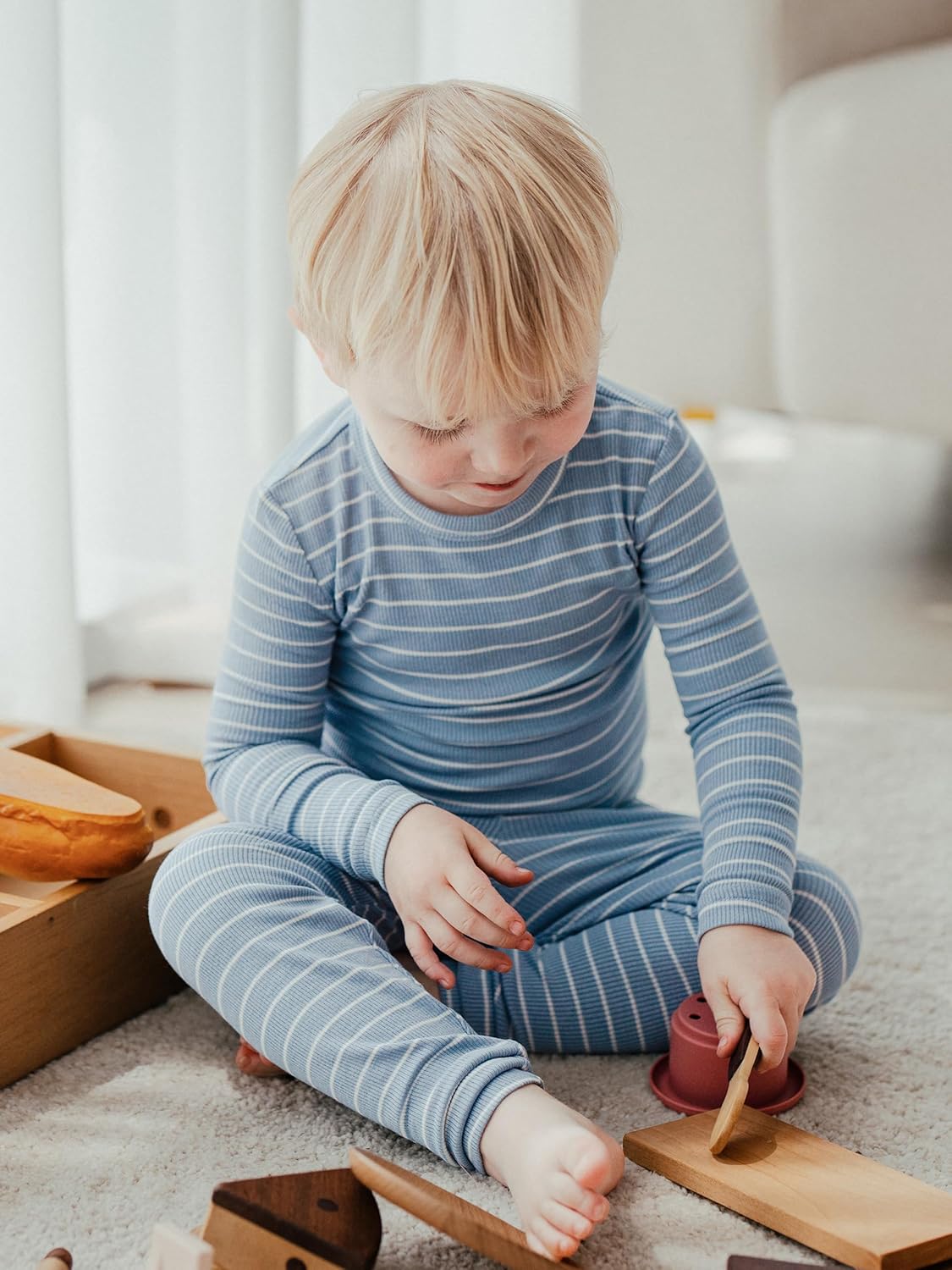 AVAUMA Stripe Pattern Baby Boys Girls Pajama Set Kids Toddler Snug fit Ribbed Sleepwear pjs for Daily Life Style - Image 3