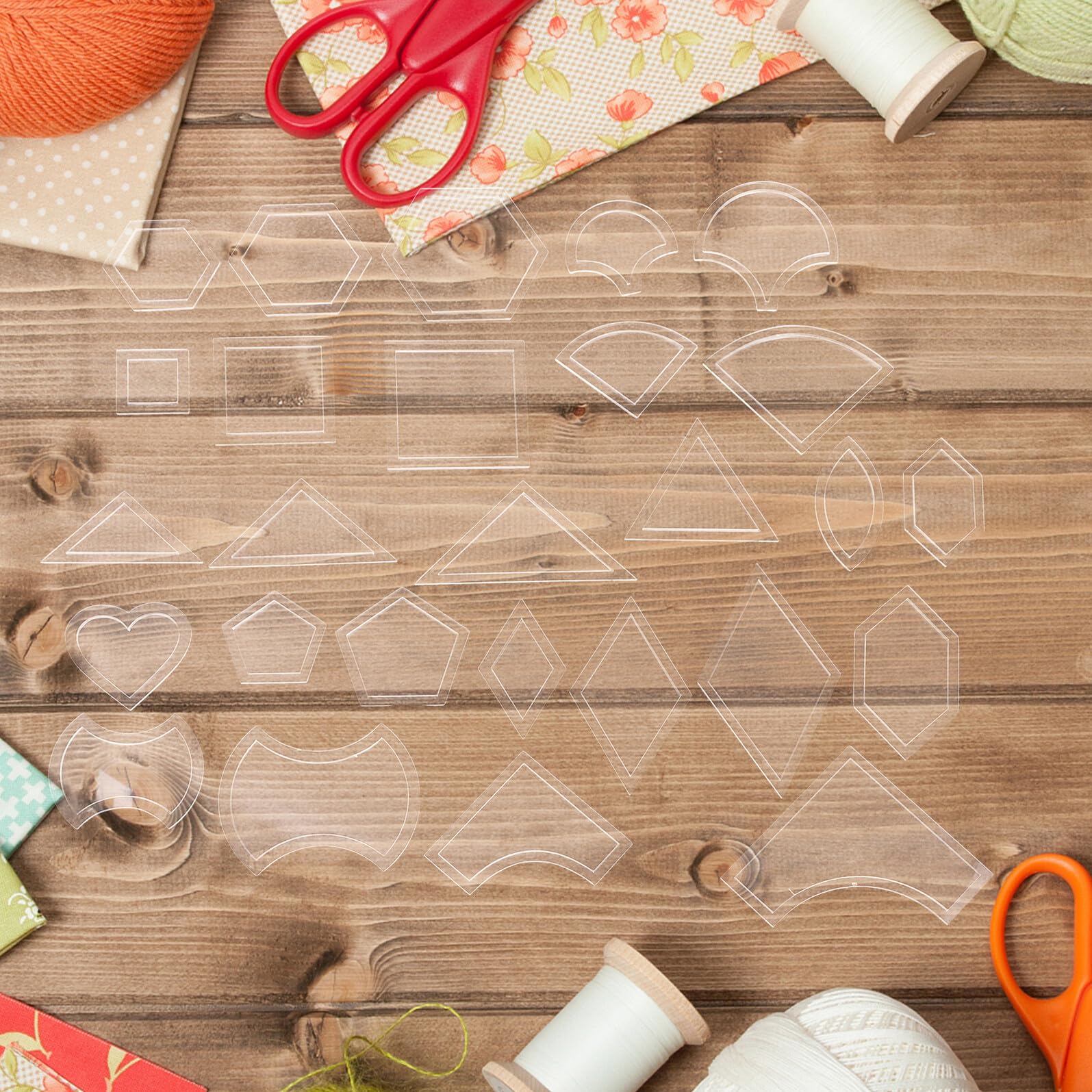 Juego de 54 Plantillas de Acrílico Transparente para Patchwork y Acolchado Regla Multiángulo para Patrones de Costura Kit de Herramientas de Precisión para Manualidades DIY