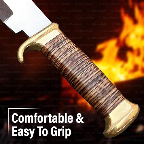 Miniatura 9 de Cuchillo Bowie grande con funda de 13.5 pulgadas, cuchillo Bowie de acero inoxidable D2 pulido espejo - Cuchillo Bowie personalizado afilado para