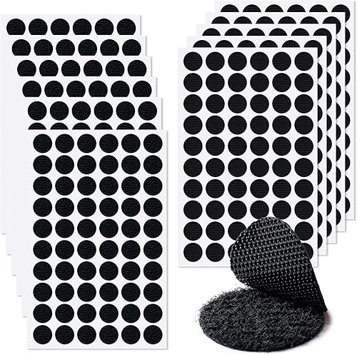 Puntos autoadhesivos, 1200 unidades (600 pares) de 0.59 pulgadas de diámetro, monedas de nailon, puntos de gancho y bucle con cintas adhesivas para