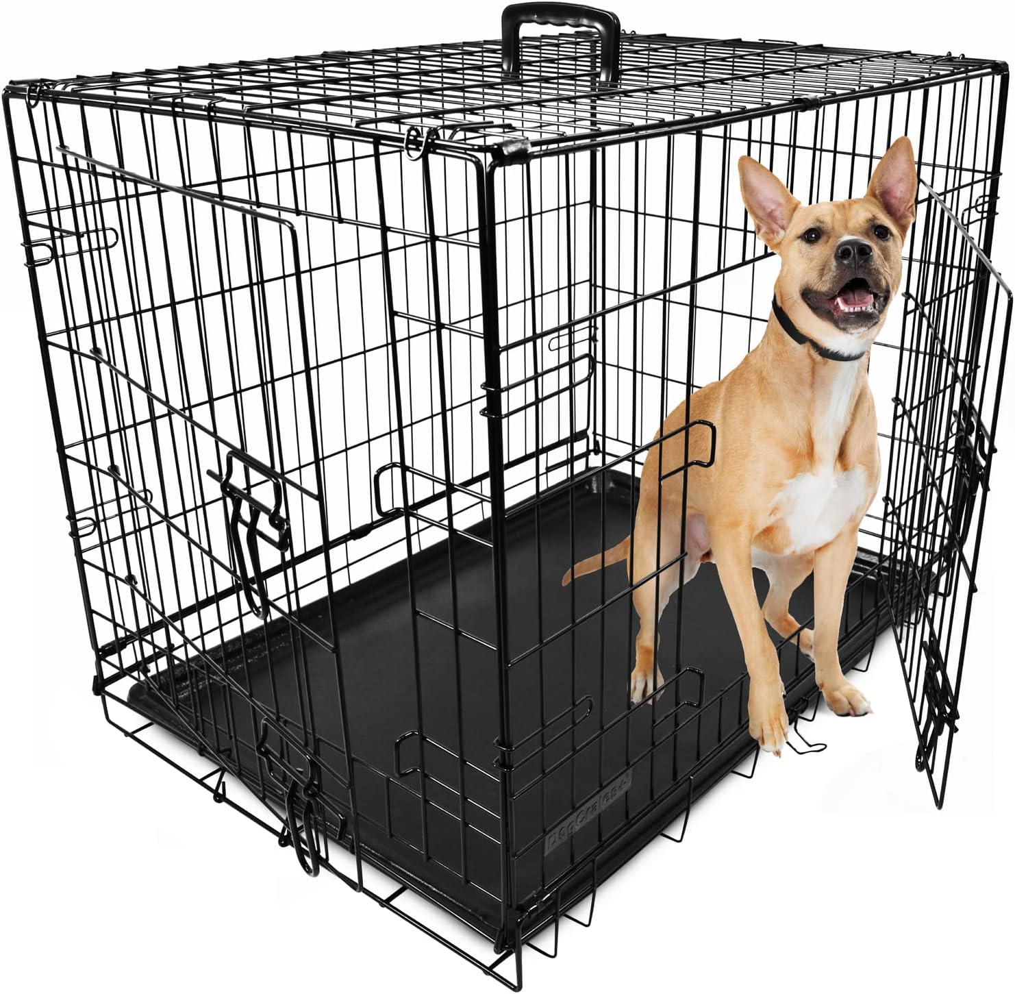 DogCrates+ medium foldable dog crate 30 inch black