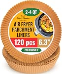 Baker's Signature Jetable 8" Cycle Air Fryer Parchemin Paper Liner, 250 Pcs - Compatible avec Jusqu'à 5.8 Paniers (paquetage mai vary)
