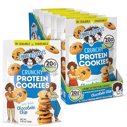 Lenny & Larry's The Complete Crunchy Cookie, Chocolate Chip, 0.21 oz de proteína vegetal, vegana, sin OMG, bolsa de 4.25 onzas (paquete de 6)