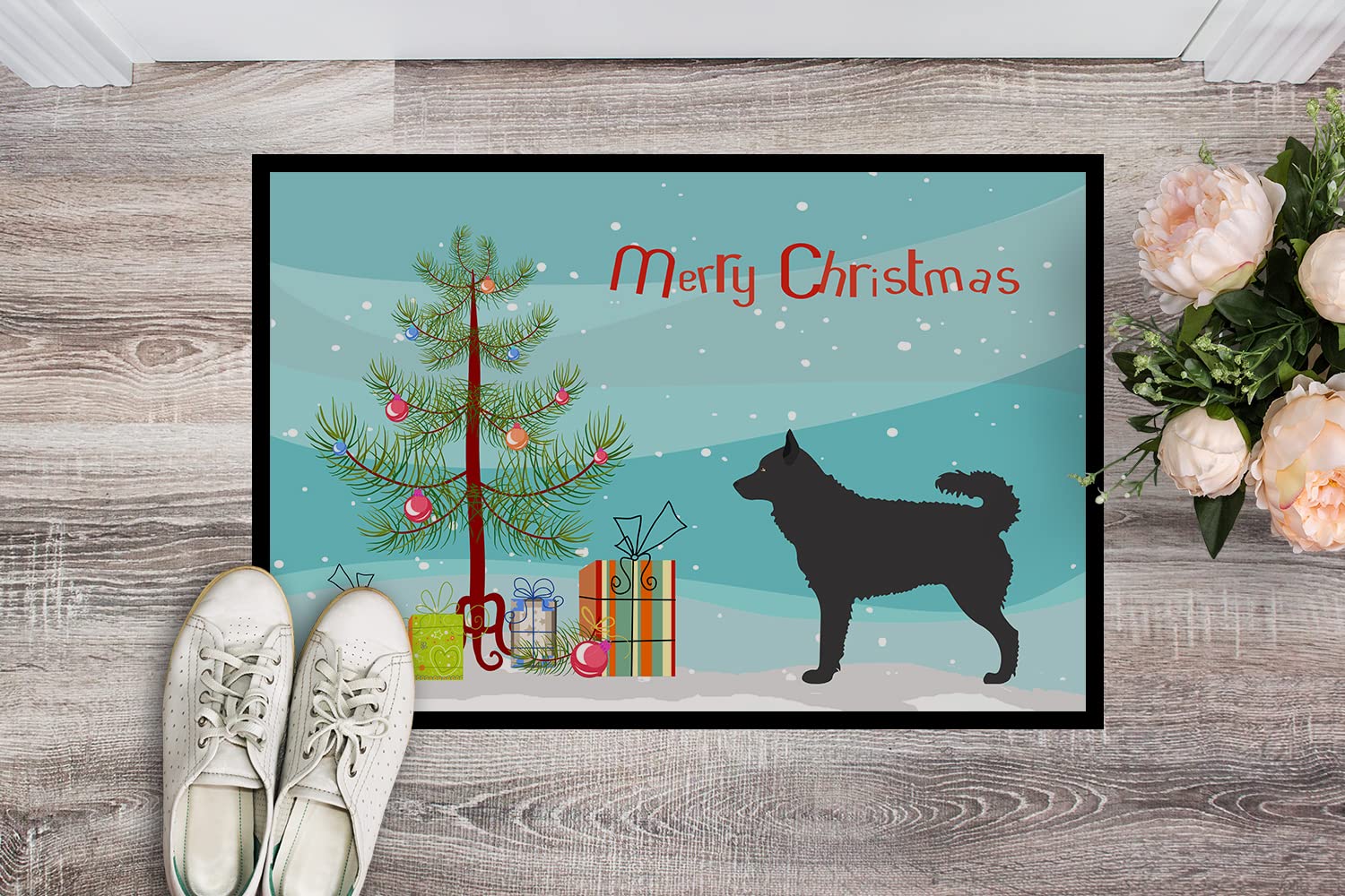 Caroline's Treasures BB8498MAT MUDI Christmas Doormat 18x27 Front Door Mat Indoor Outdoor Rugs for Entryway, Non Slip Washable Low Pile, 18H X 27W