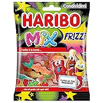 Haribo Frizzi Mix, Caramelle Gommose Frizzanti, Gusto Frutta, Ideali per Feste e Dolci Momenti di Relax – 175gr