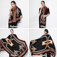 Vista 88 de DANA XU Manta de pashmina extragrande 100% de lana merina, bufanda de viaje, bufanda de cachemira para mujer, otoño e invierno, chal de gran