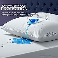 Vista 3 de Protector de colchón impermeable y funda de almohada, tamaño individual, incluye 1 protector de almohada con cremallera y 1 juego de funda