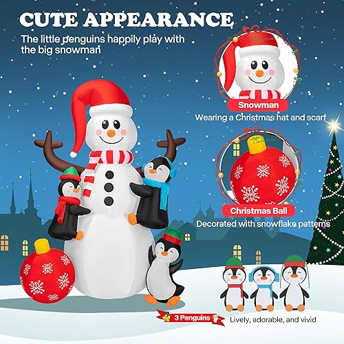 Vista 46 de VIVOHOME 6FT Christmas Inflatable Outdoor Decoration, Snowman in Vest, Navidad Blow Up Yard Decor with Built-in LED Light for Lawn, Garden, Party