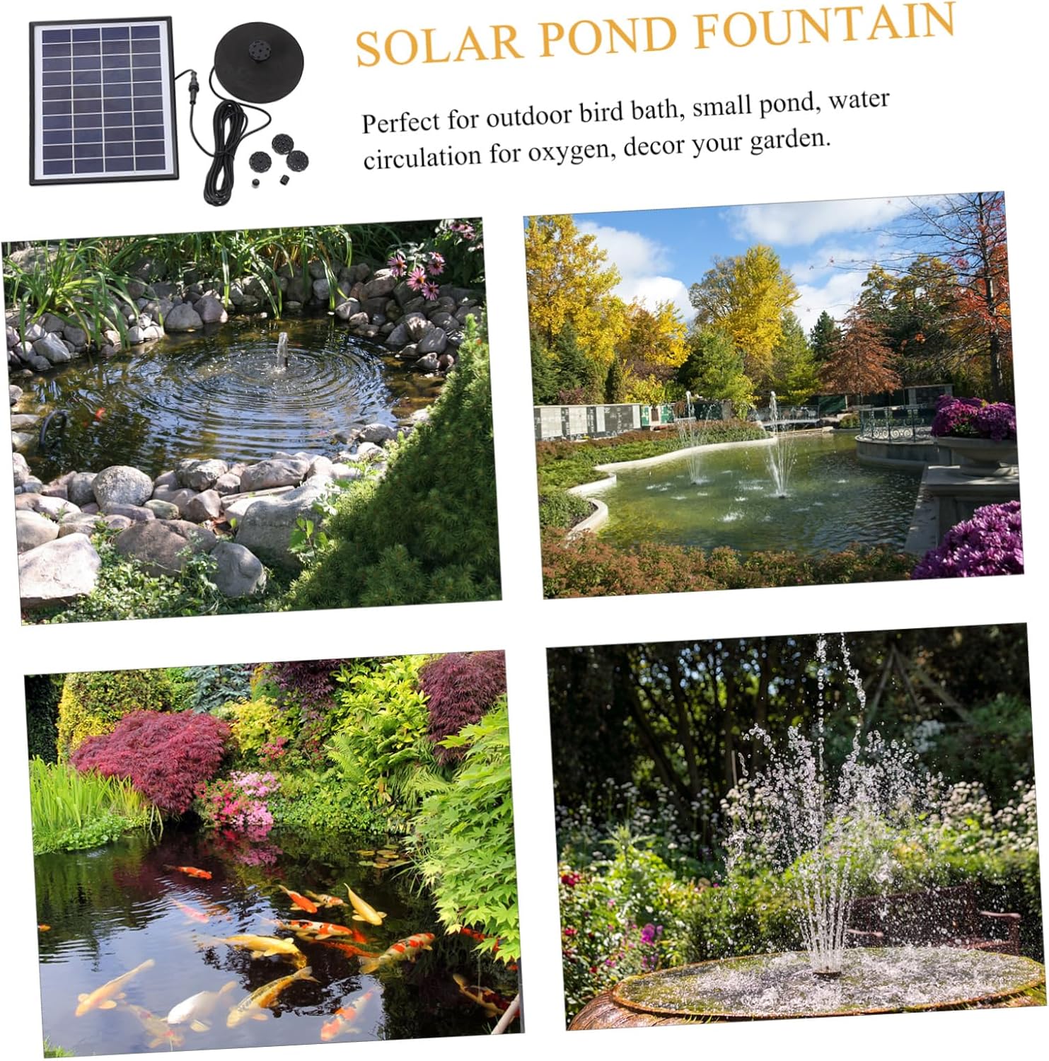 UPKOCH Solar-Powered Fountain Pump Floating Landscape Solar Water Fountain for Garden