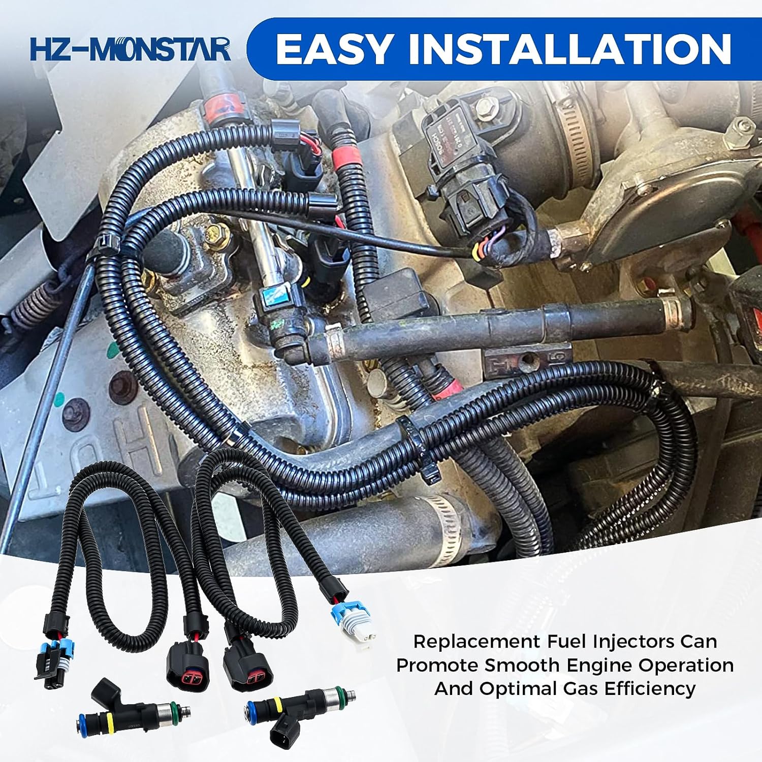 2Pcs Fuel Injector Harness Set 0280158197 Compatible with 2011-2017 Polaris Ranger 800, 2010-2014 Ranger Crew 800, 2012-2013 Ranger XP 800, 2011-2013 RZR 800 Replace 1204318 1204319